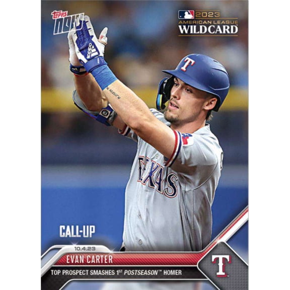 MLB 2023 Topps Now Baseball Evan Carter #964 (Rookie, Top Prospect Smashes 1st Postseason Homer)