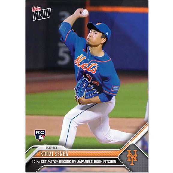 MLB 2023 Topps Now Baseball Kodai Senga #308 (Rookie Card, 12 Ks Set METS Record by Japanese Born Pitcher)