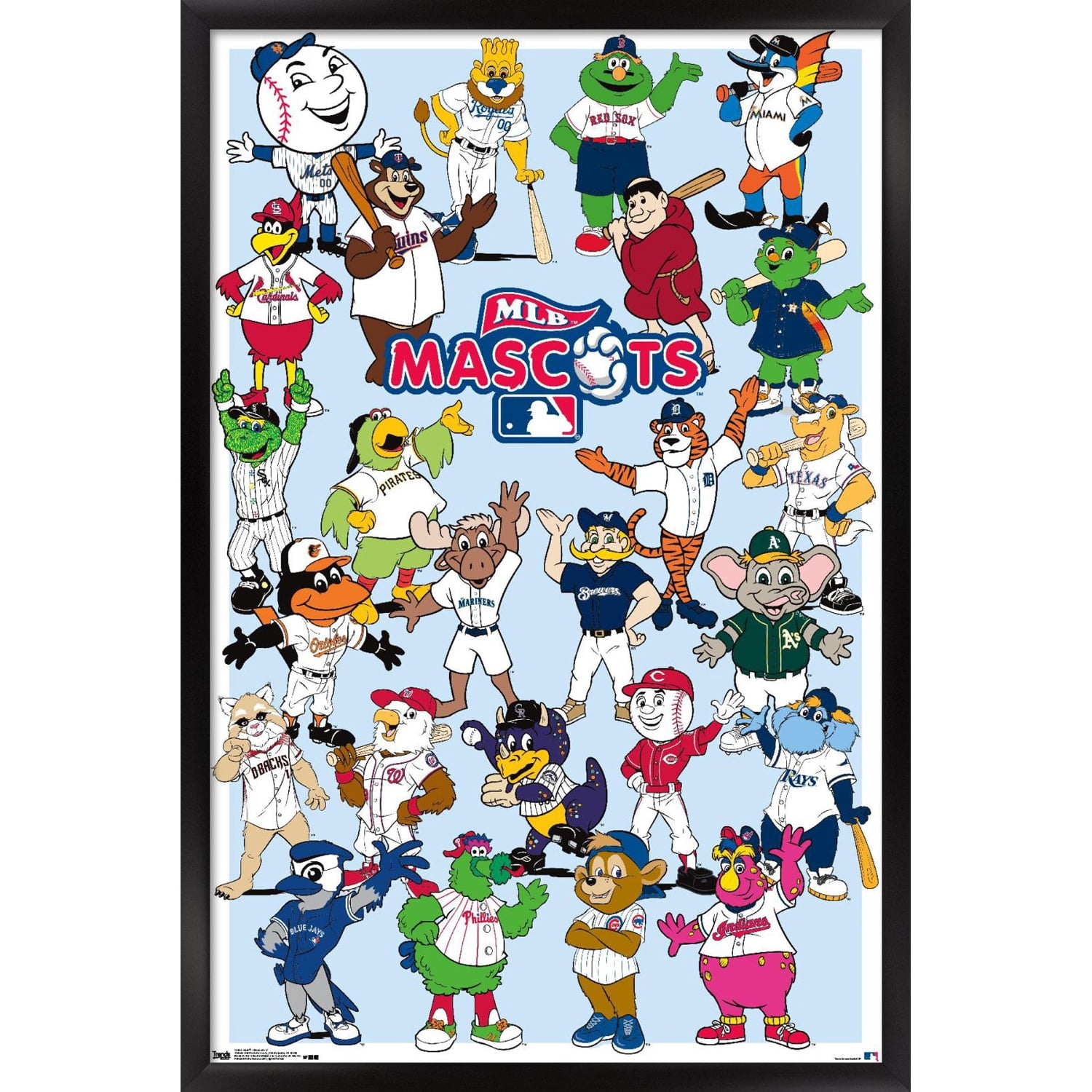 MLB 24.25'' x 35.75'' Framed Mascots Poster