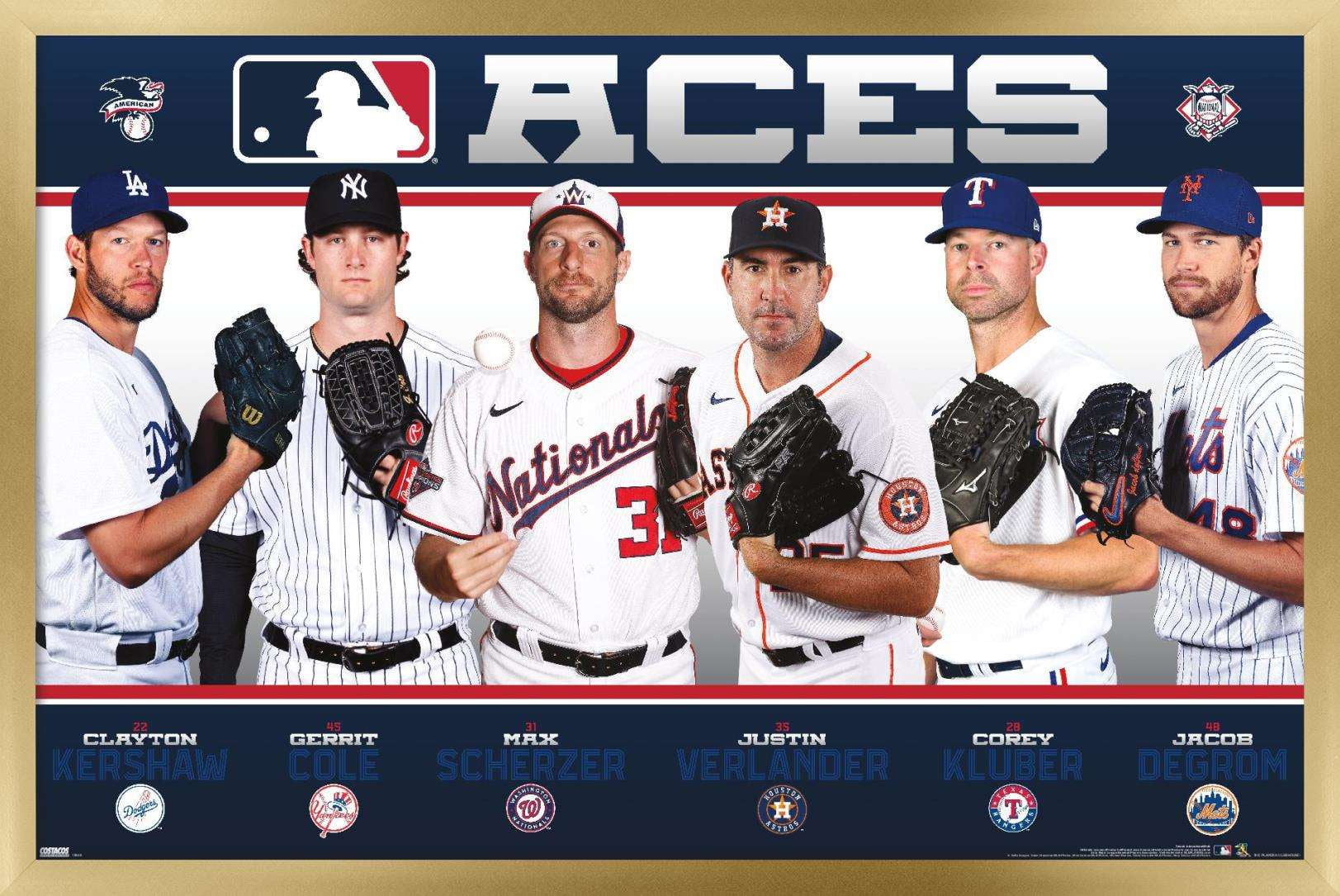 MLB Ace Pitchers 20 Wall Poster, 14.725" x 22.375", Framed
