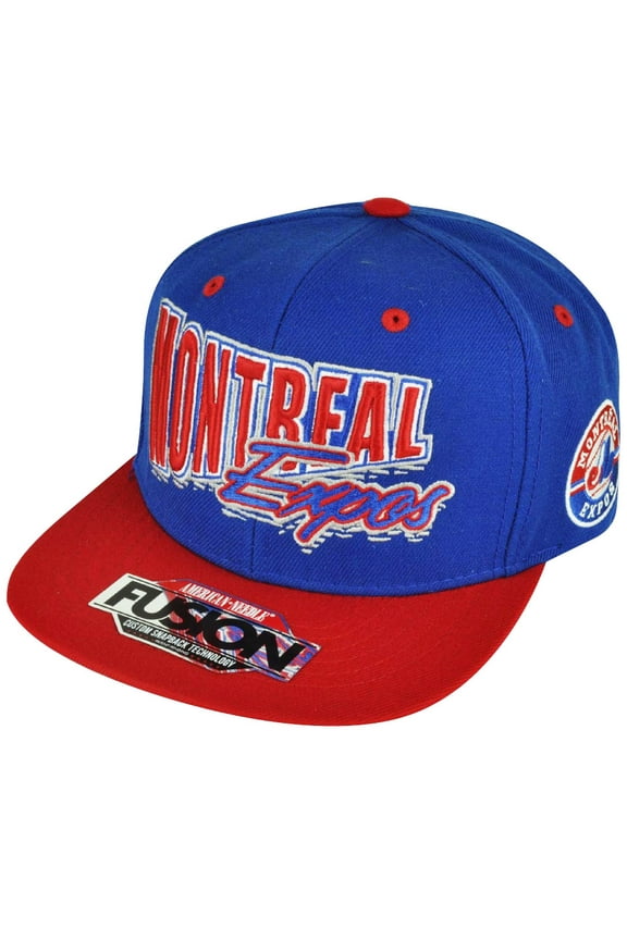 MLB American Needle Montreal Expos Two Tone Fusion Blue Snapback Flat Hat Cap