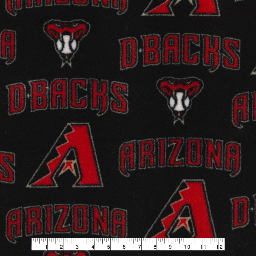 MLB Arizona Diamondbacks 58" 100% Polyester Fleece Sports Logo Fabric By the Yard, Black and Red