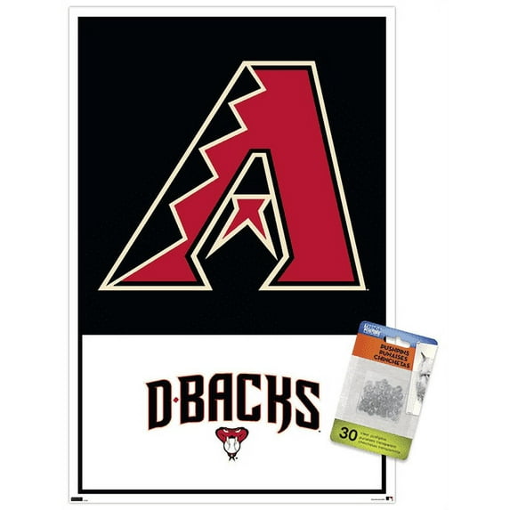 MLB Arizona Diamondbacks - Logo 22 Wall Poster with Push Pins, 14.725" x 22.375"