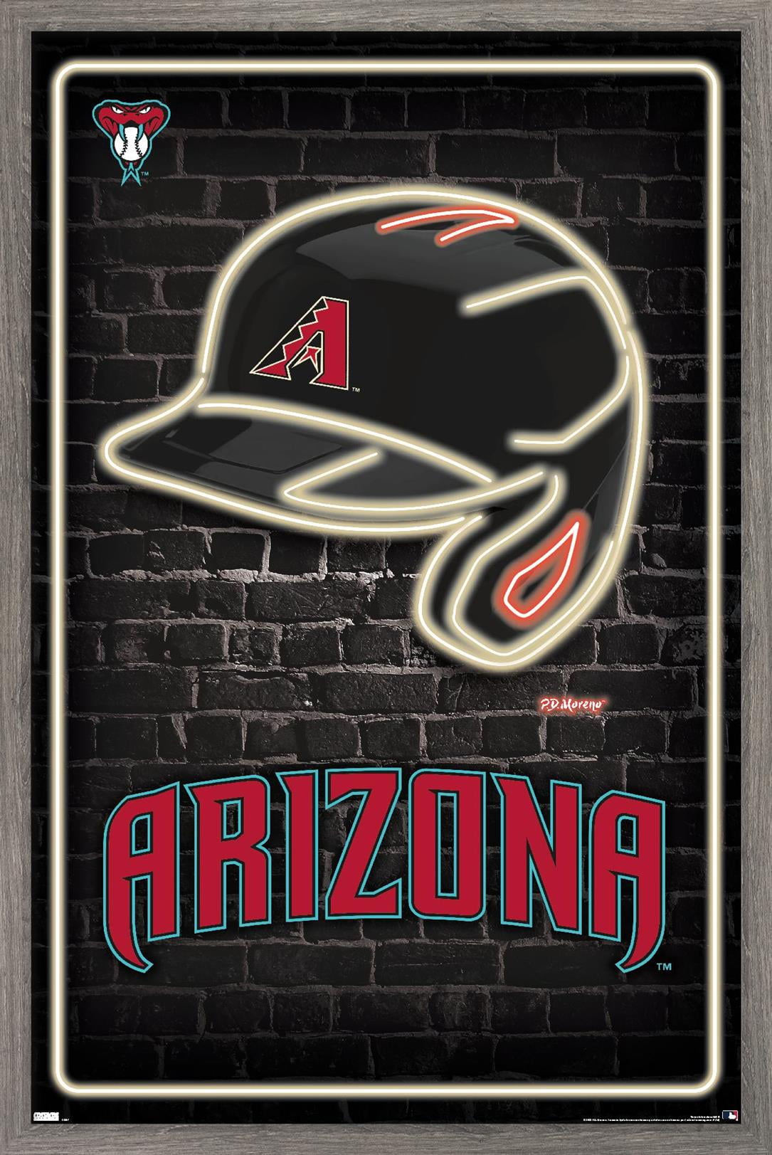 MLB Arizona Diamondbacks - Neon Helmet 23 Wall Poster, 14.725" x 22.375" Framed
