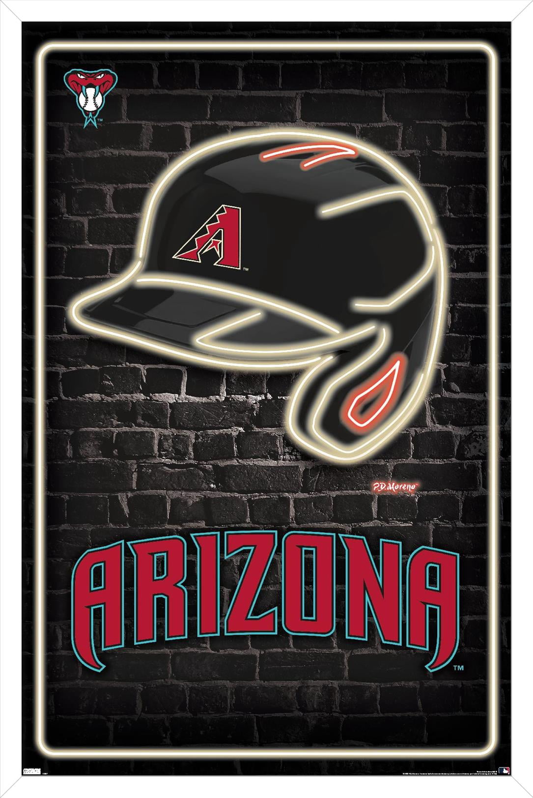 MLB Arizona Diamondbacks - Neon Helmet 23 Wall Poster, 22.375" x 34" Framed