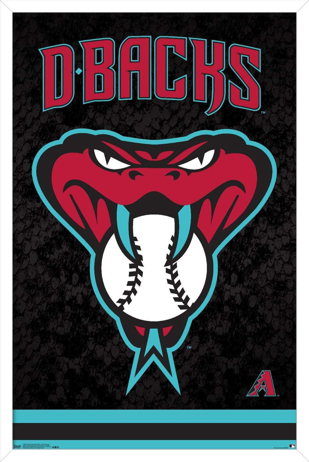MLB Arizona Diamondbacks - Snake Head Logo Wall Poster, 14.725" x 22.375", Framed