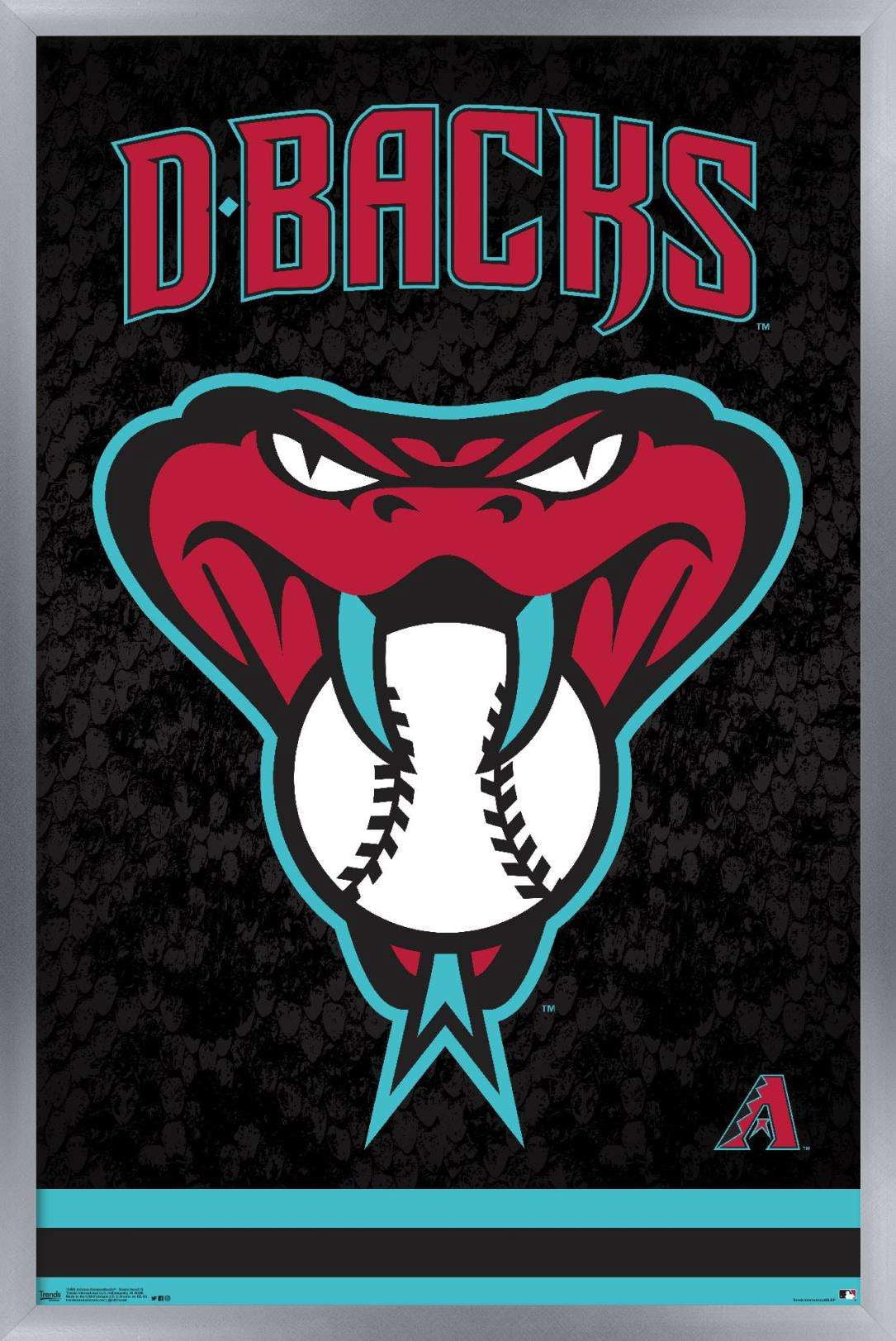 MLB Arizona Diamondbacks - Snake Head Logo Wall Poster, 14.725" x 22.375", Framed