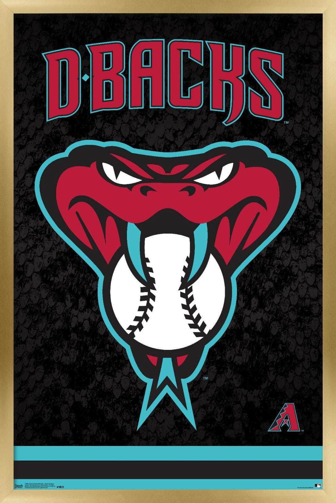 MLB Arizona Diamondbacks - Snake Head Logo Wall Poster, 22.375" x 34", Framed