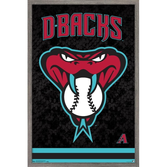 MLB Arizona Diamondbacks - Snake Head Logo Wall Poster, 22.375" x 34", Framed