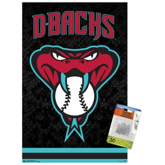 MLB Arizona Diamondbacks - Snake Head Logo Wall Poster with Push Pins, 14.725" x 22.375"