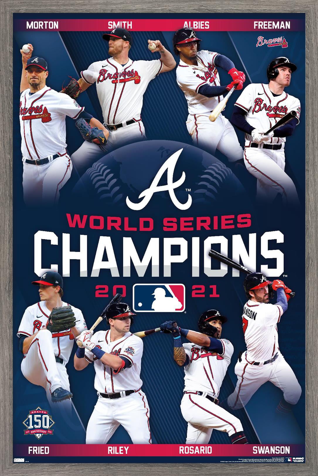 Atlanta Braves 2021 World Series Champions Three Bat Set w/ Gold Baseball