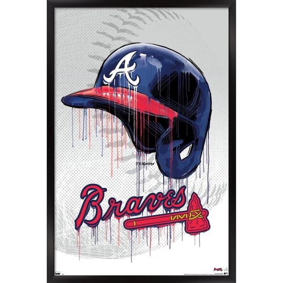 MLB Atlanta Braves - Drip Helmet 20 Wall Poster, 22.375" x 34", Framed