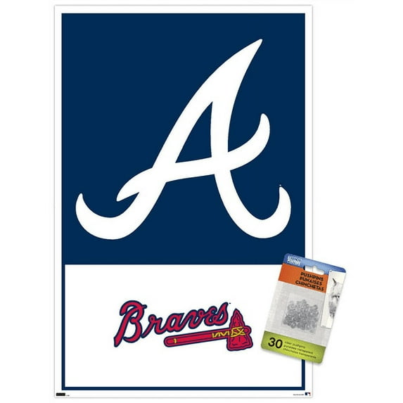 MLB Atlanta Braves - Logo 22 Wall Poster with Push Pins, 14.725" x 22.375"