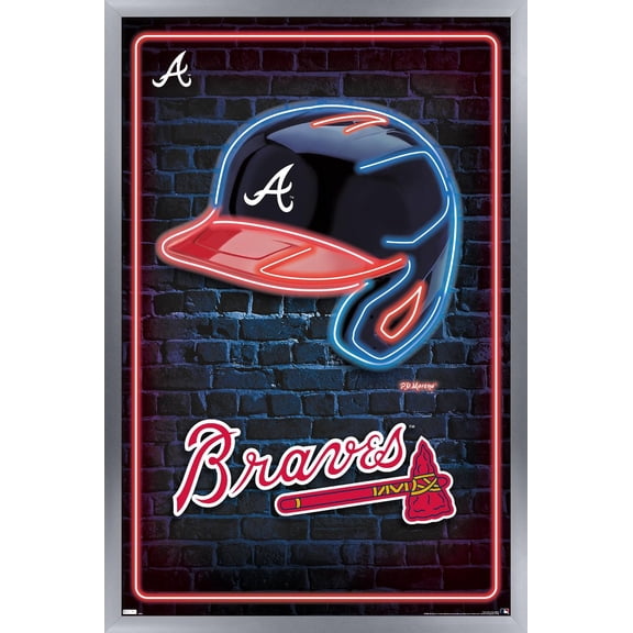 MLB Atlanta Braves - Neon Helmet 23 Wall Poster, 14.725" x 22.375" Framed
