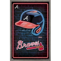 MLB Atlanta Braves - Neon Helmet 23 Wall Poster, 22.375" x 34" Framed