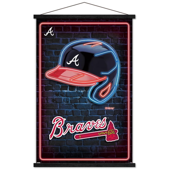 MLB Atlanta Braves - Neon Helmet 23 Wall Poster with Magnetic Frame, 22.375" x 34"