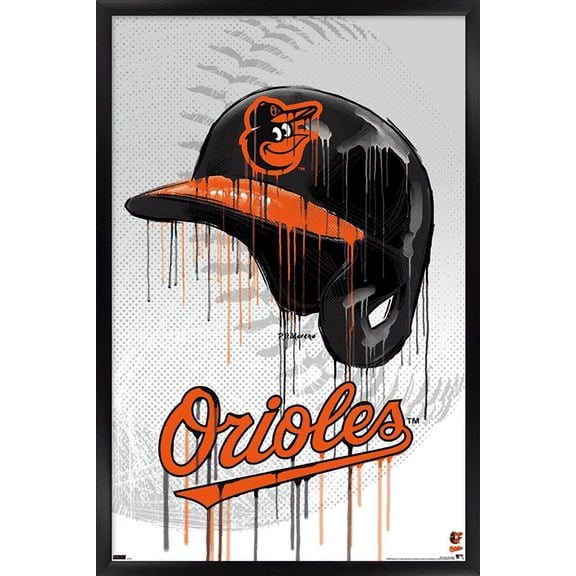 MLB Baltimore Orioles - Drip Helmet 22 Wall Poster, 14.725" x 22.375" Framed