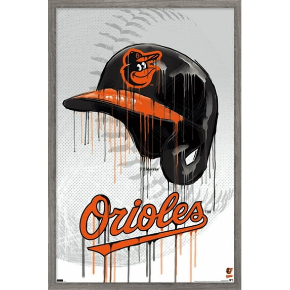 MLB Baltimore Orioles - Drip Helmet 22 Wall Poster, 14.725" x 22.375" Framed
