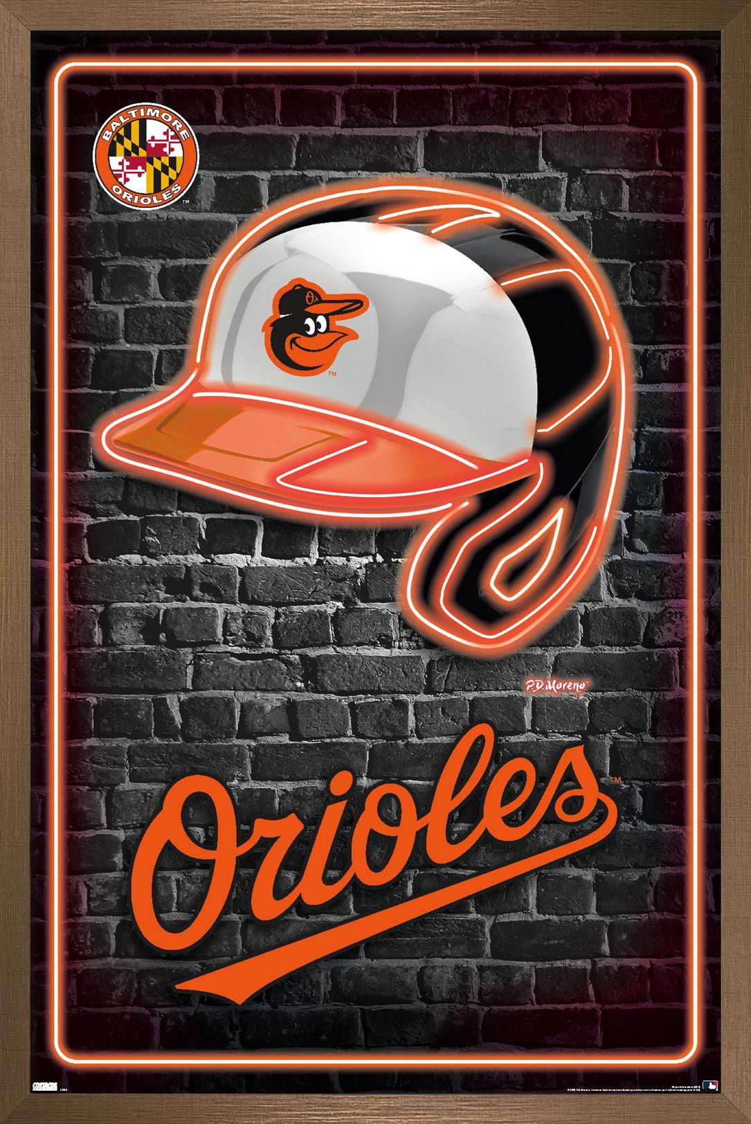 MLB Baltimore Orioles - Neon Helmet 23 Wall Poster, 22.375" x 34" Framed