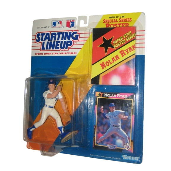 MLB Baseball Starting Line Up Nolan Ryan Texas Rangers Figure w/ Card & Poster