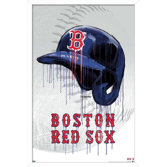 MLB Boston Red Sox - Drip Helmet 20 Wall Poster, 14.725" x 22.375", Framed