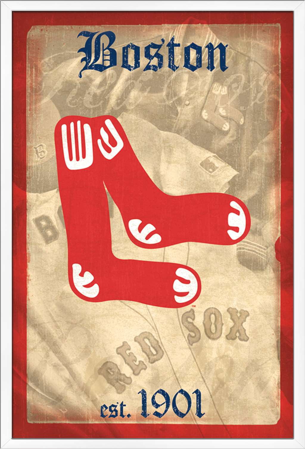 MLB Boston Red Sox - Retro Logo 14 Wall Poster, 22.375" x 34", Framed