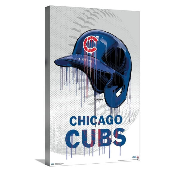MLB Chicago Cubs - Drip Helmet 20 Canvas Wall Poster, 14.725" x 22.375"