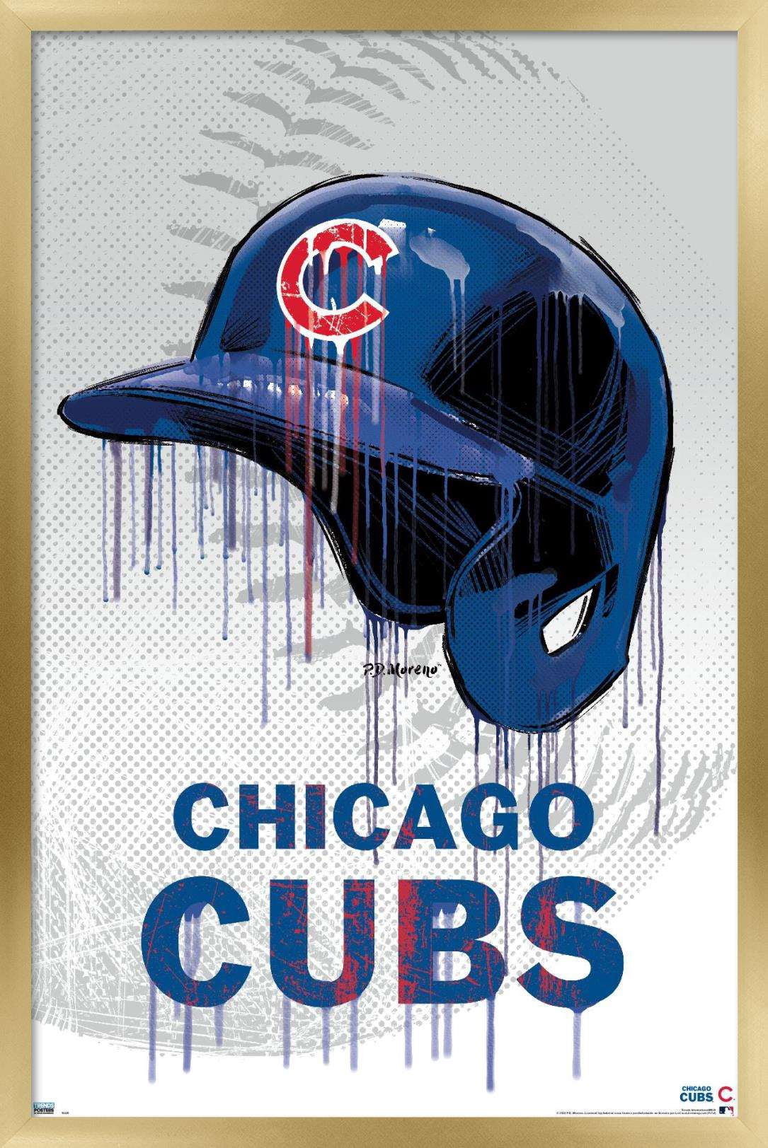 MLB Chicago Cubs - Drip Helmet 20 Wall Poster, 22.375" x 34", Framed