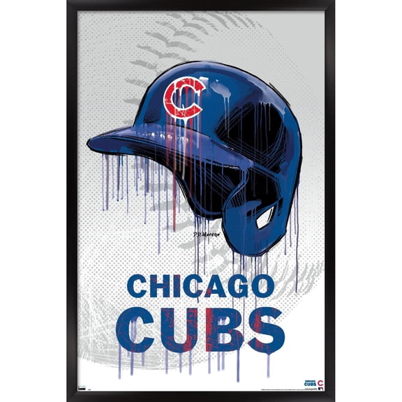 MLB Chicago Cubs - Drip Helmet 20 Wall Poster, 22.375" x 34" Framed