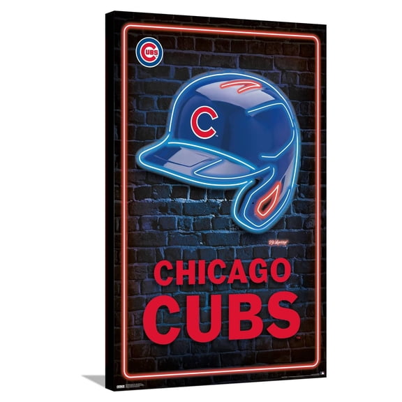 MLB Chicago Cubs - Neon Helmet 23 Canvas Wall Poster, 22.375" x 34"