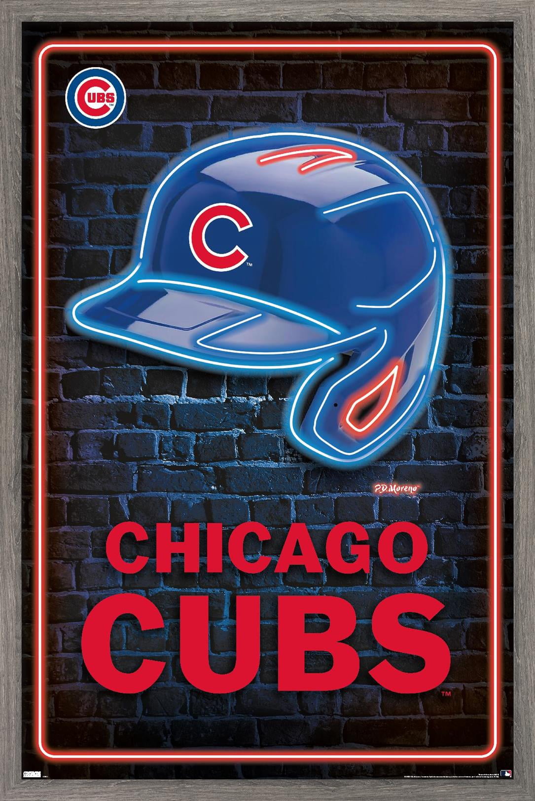 MLB Chicago Cubs - Neon Helmet 23 Wall Poster, 14.725" x 22.375" Framed