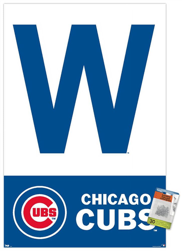 MLB Chicago Cubs - W 16 Wall Poster with Push Pins, 22.375" x 34"