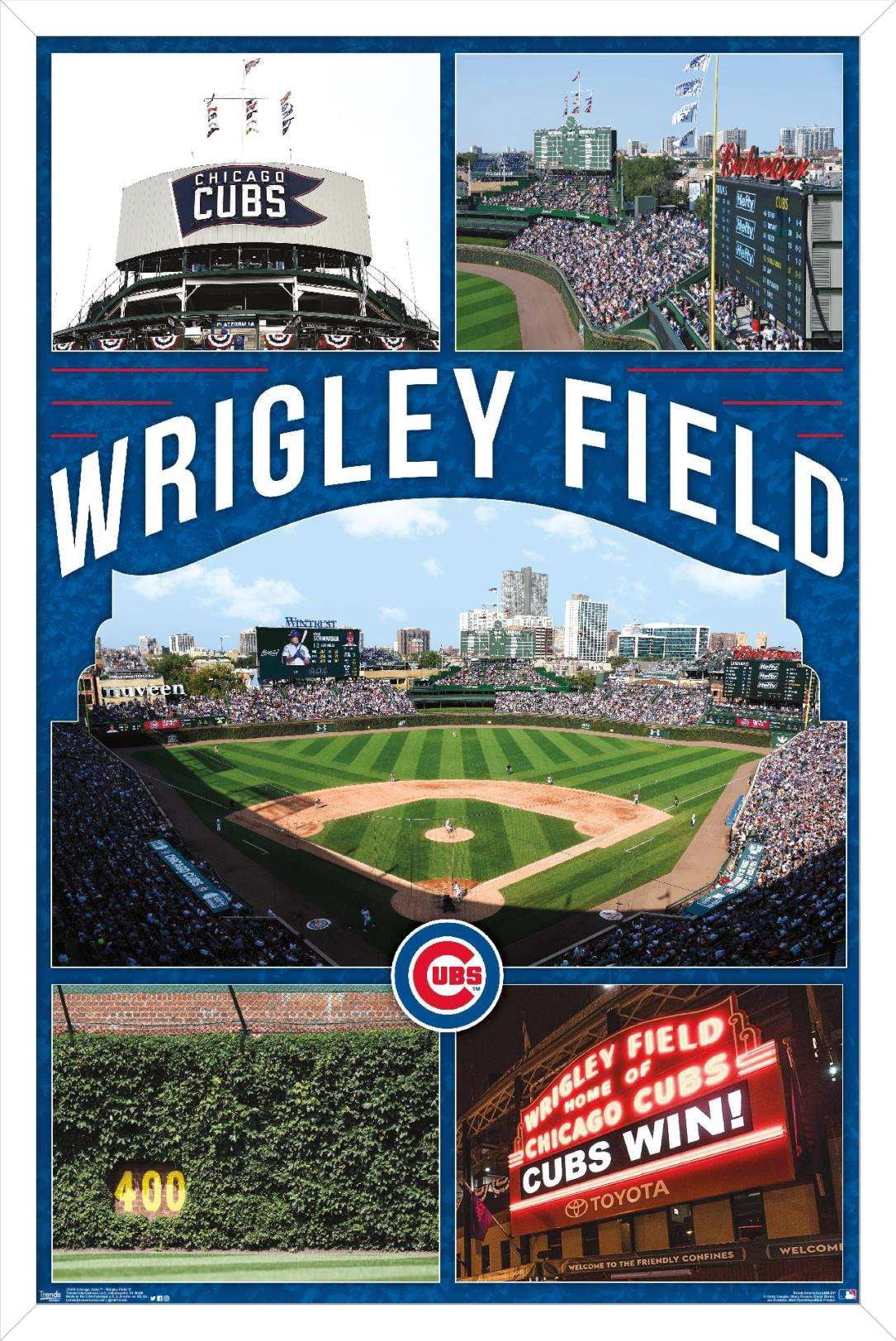 MLB Chicago Cubs - Wrigley Field 17 Wall Poster, 14.725" x 22.375", Framed