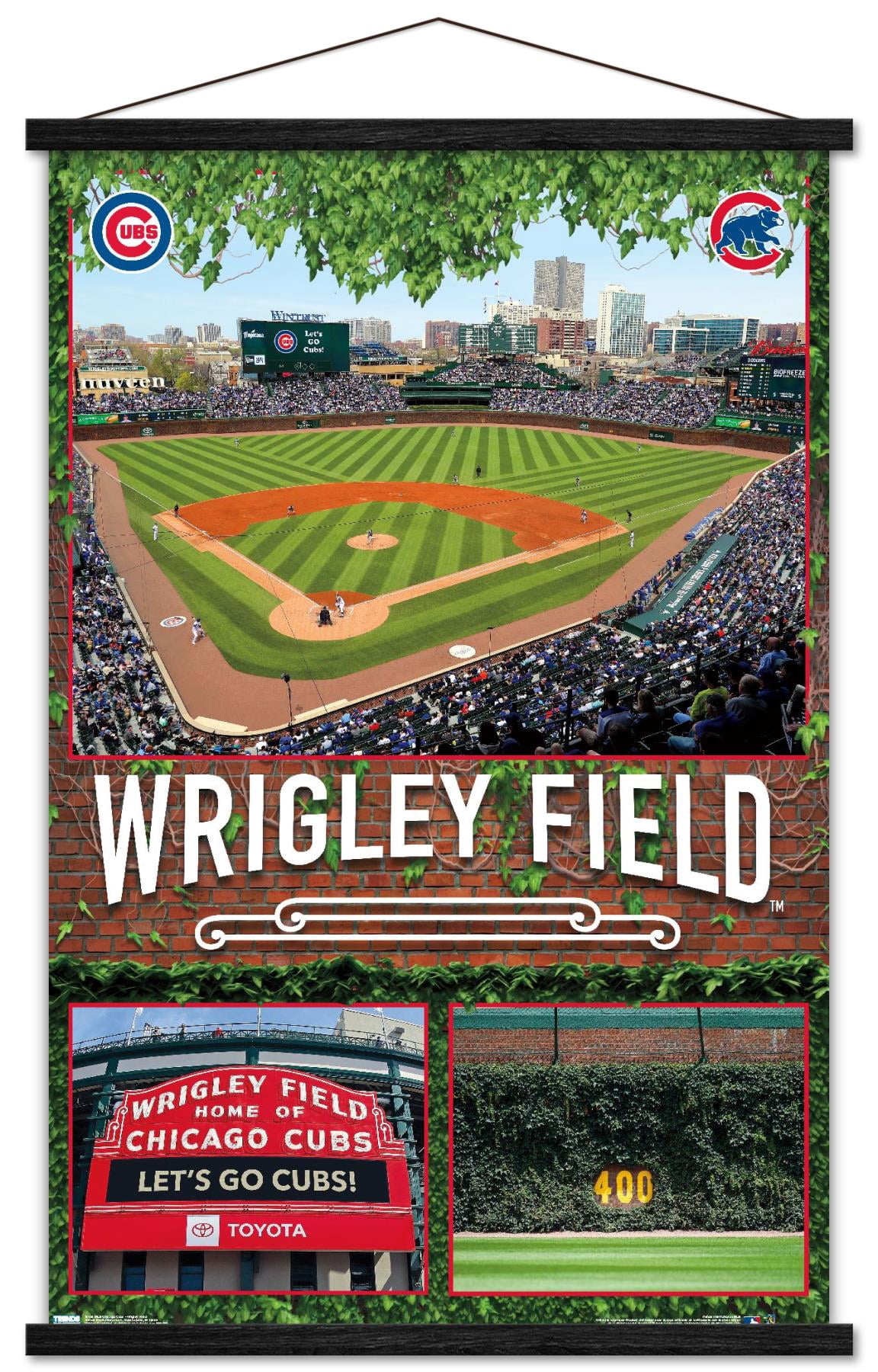 Legends Never Die Wrigley Field 1935 Framed Photo Collage - 11x14 Inch, Black Frame, Double-Matted, Glass Front