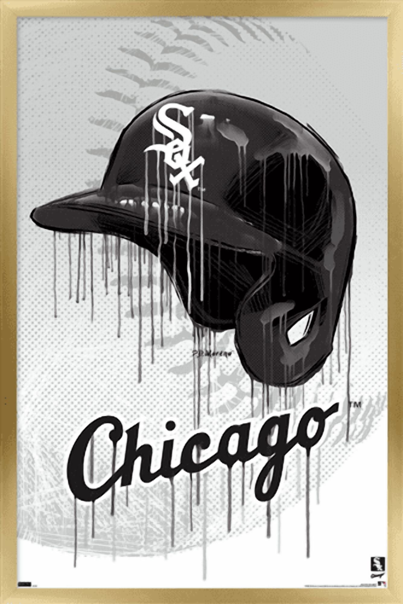 MLB Chicago White Sox - Drip Helmet 22 Wall Poster, 22.375" x 34" Framed