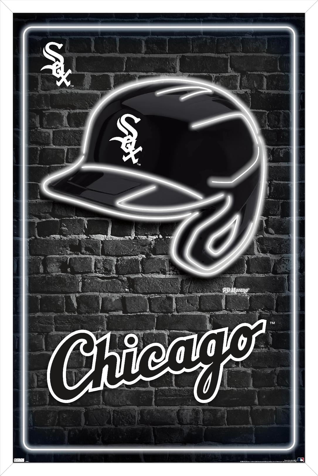 MLB Chicago White Sox - Neon Helmet 23 Wall Poster, 14.725" x 22.375" Framed