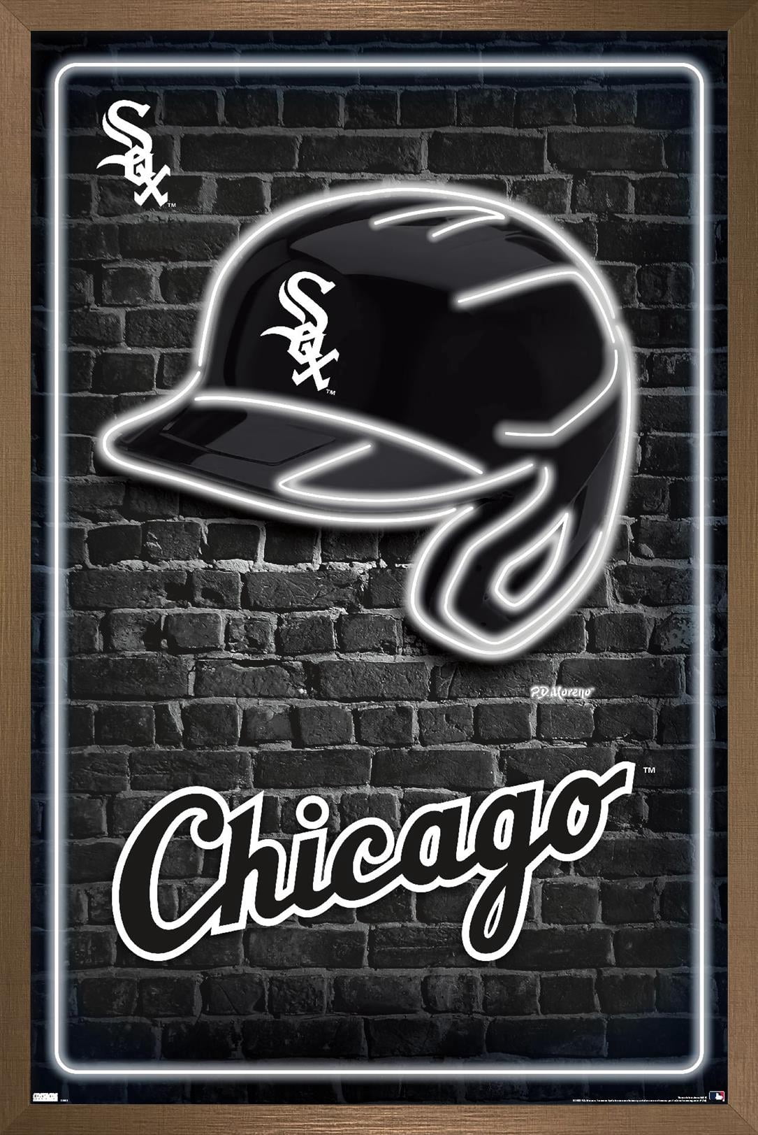 MLB Chicago White Sox - Neon Helmet 23 Wall Poster, 14.725" x 22.375" Framed