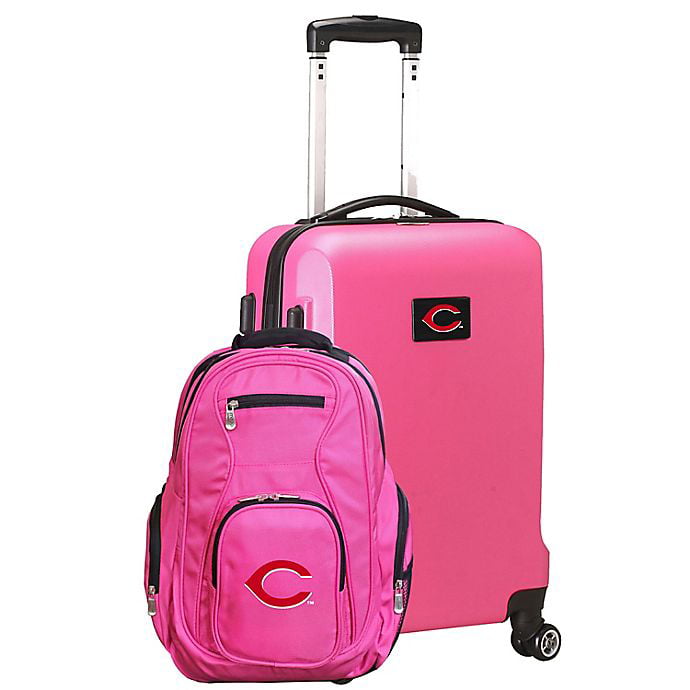 MLB Cincinnati Reds 2-Piece Backpack and Carry On Luggage Set in Pink 