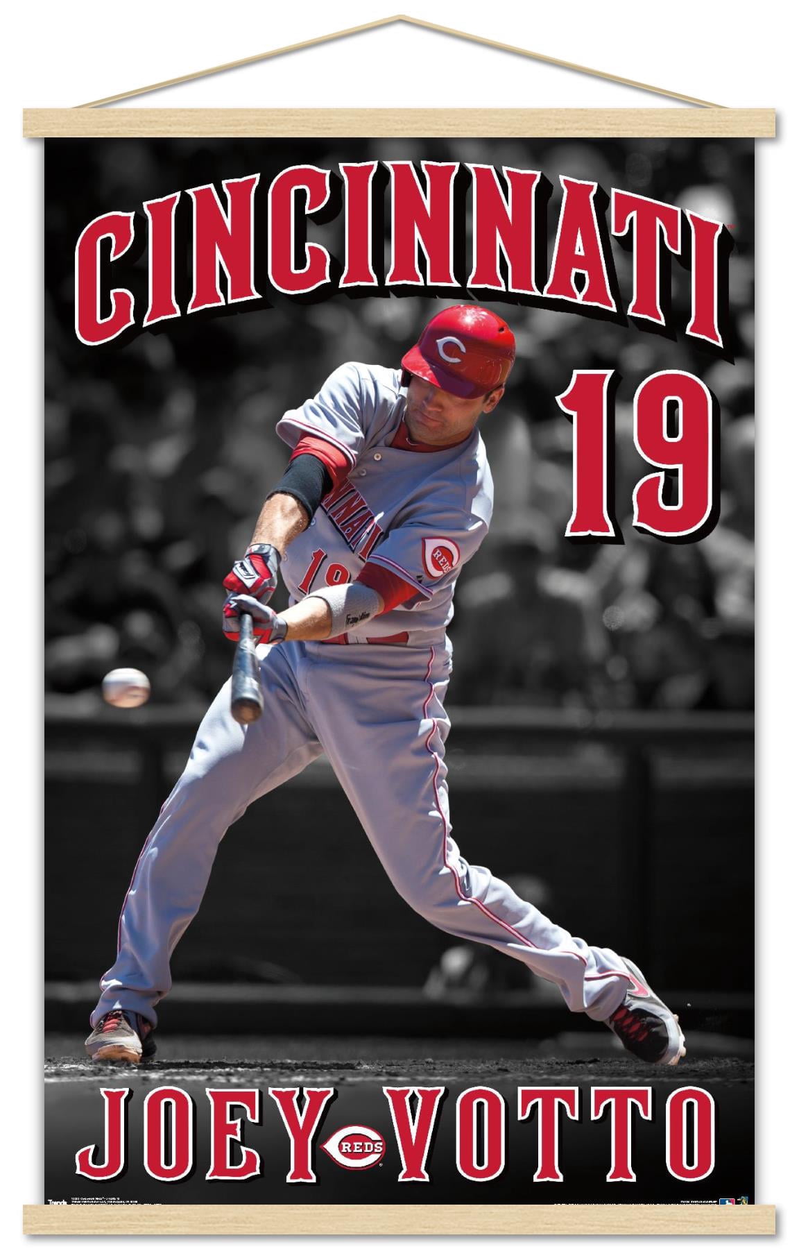 MLB Cincinnati Reds - Joey Votto 15 Wall Poster with Wooden Magnetic Frame, 22.375" x 34"
