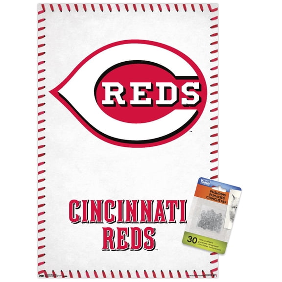 MLB Cincinnati Reds - Logo 17 Wall Poster with Push Pins, 14.725" x 22.375"