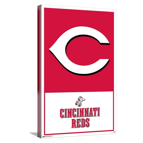MLB Cincinnati Reds - Logo 22 Canvas Wall Poster, 14.725" x 22.375"