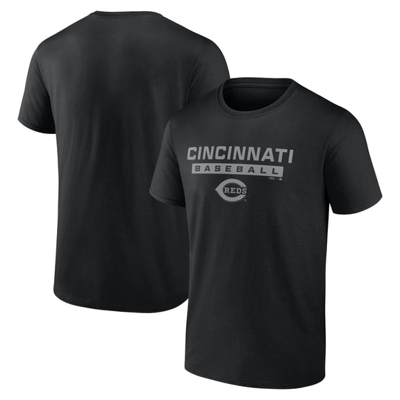 MLB Cincinnati Reds Men's Black Tonal Cotton Short Sleeve T Shirt