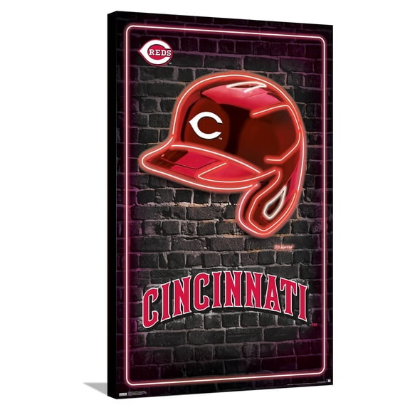 MLB Cincinnati Reds - Neon Helmet 23 Canvas Wall Poster, 22.375" x 34"