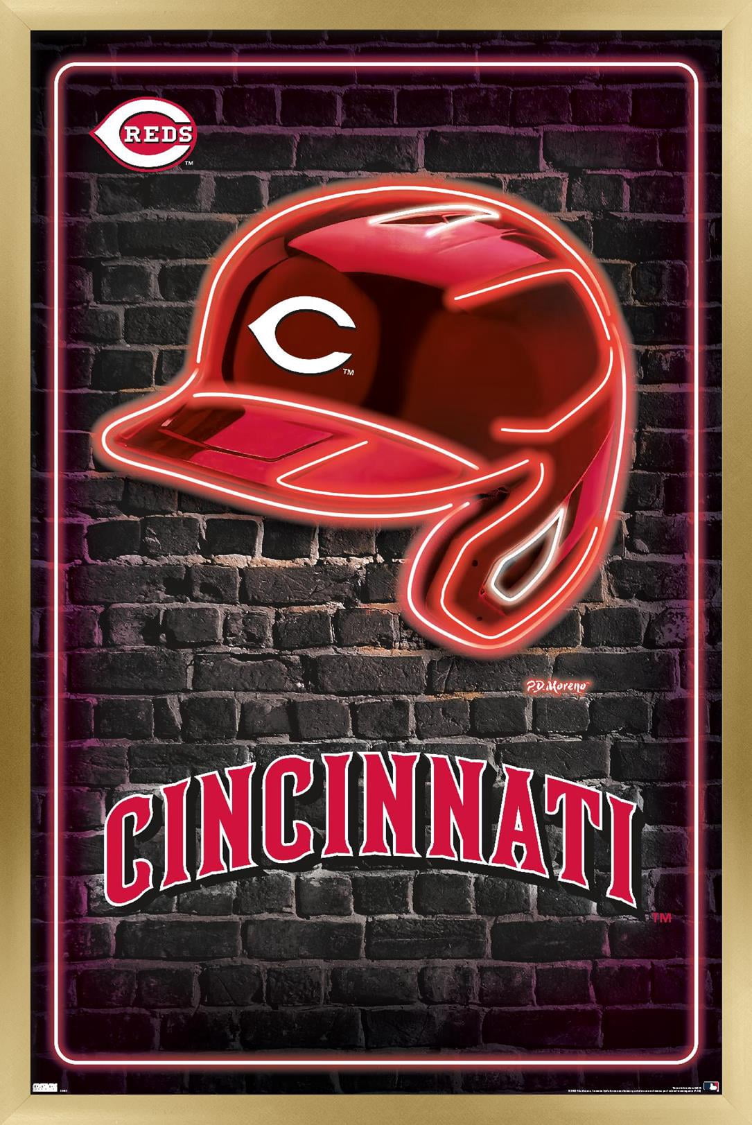 MLB Cincinnati Reds - Neon Helmet 23 Wall Poster, 14.725" x 22.375" Framed
