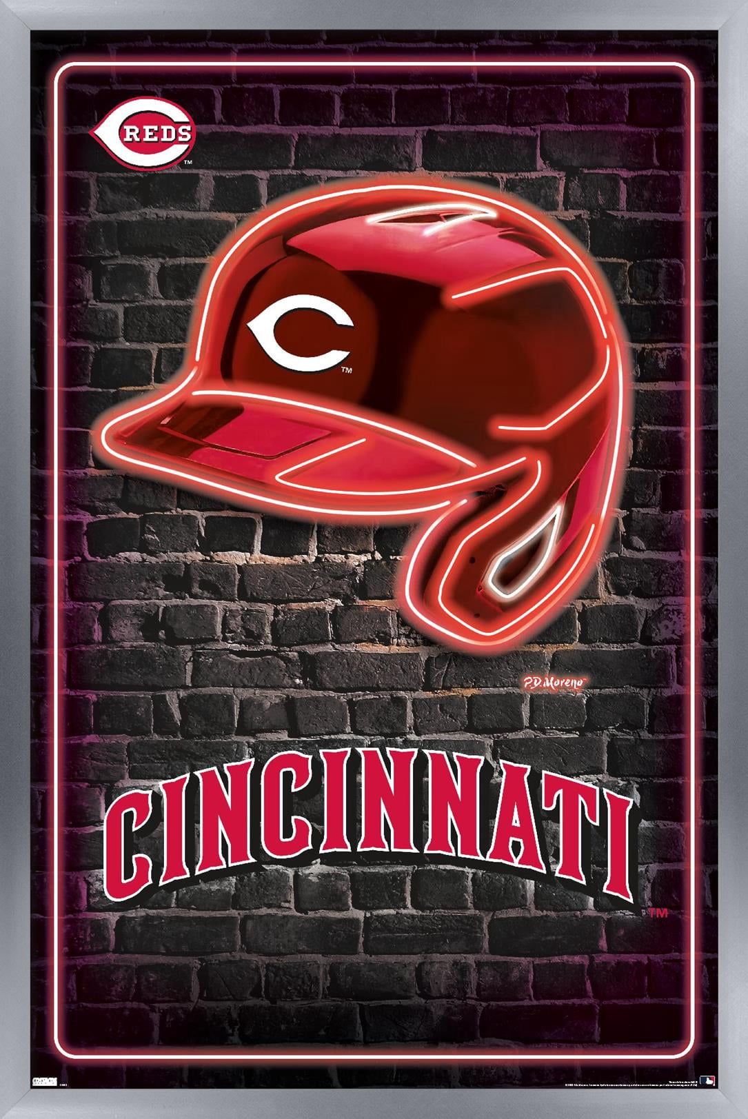 MLB Cincinnati Reds - Neon Helmet 23 Wall Poster, 22.375" x 34" Framed