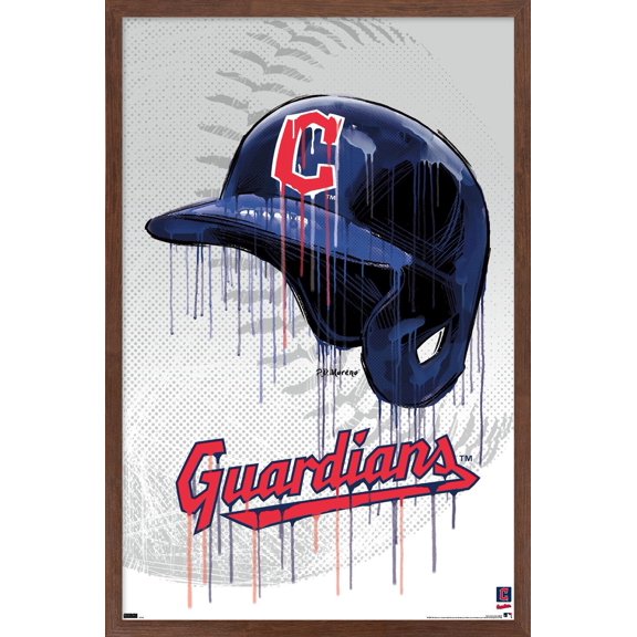MLB Cleveland Guardians - Drip Helmet 22 Wall Poster, 14.725" x 22.375" Framed