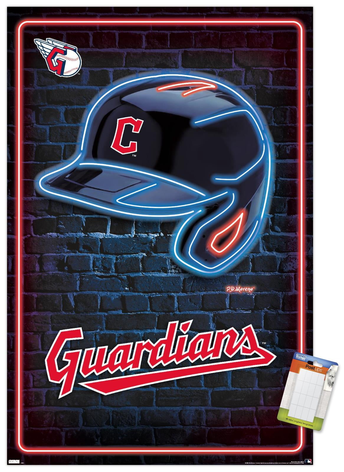 MLB Cleveland Guardians - Neon Helmet 23 Wall Poster, 22.375" x 34"