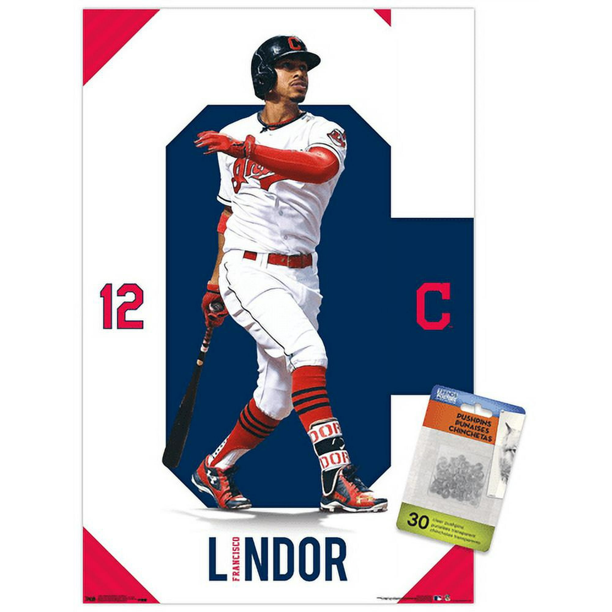 MLB Cleveland Indians - Francisco Lindor 17 14.72 x 22.37 Poster, by  Trends International 