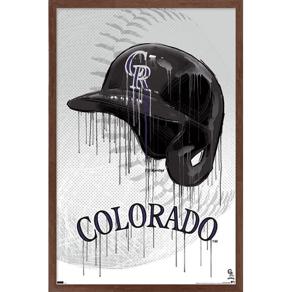MLB Colorado Rockies - Drip Helmet 22 Wall Poster, 14.725" x 22.375" Framed