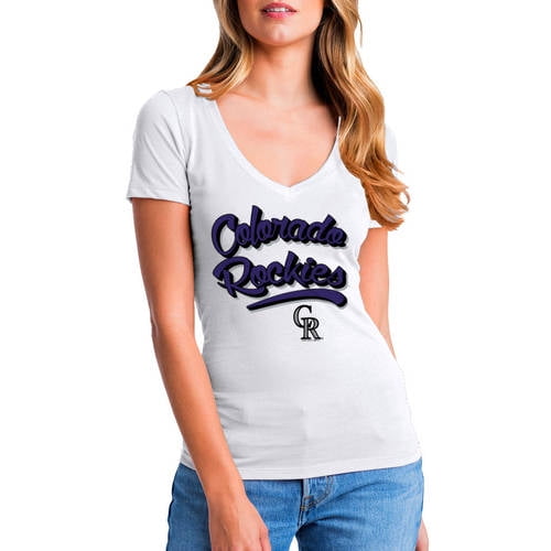 MLB Colorado Rockies Women's Short Sleeve White Graphic Tee 